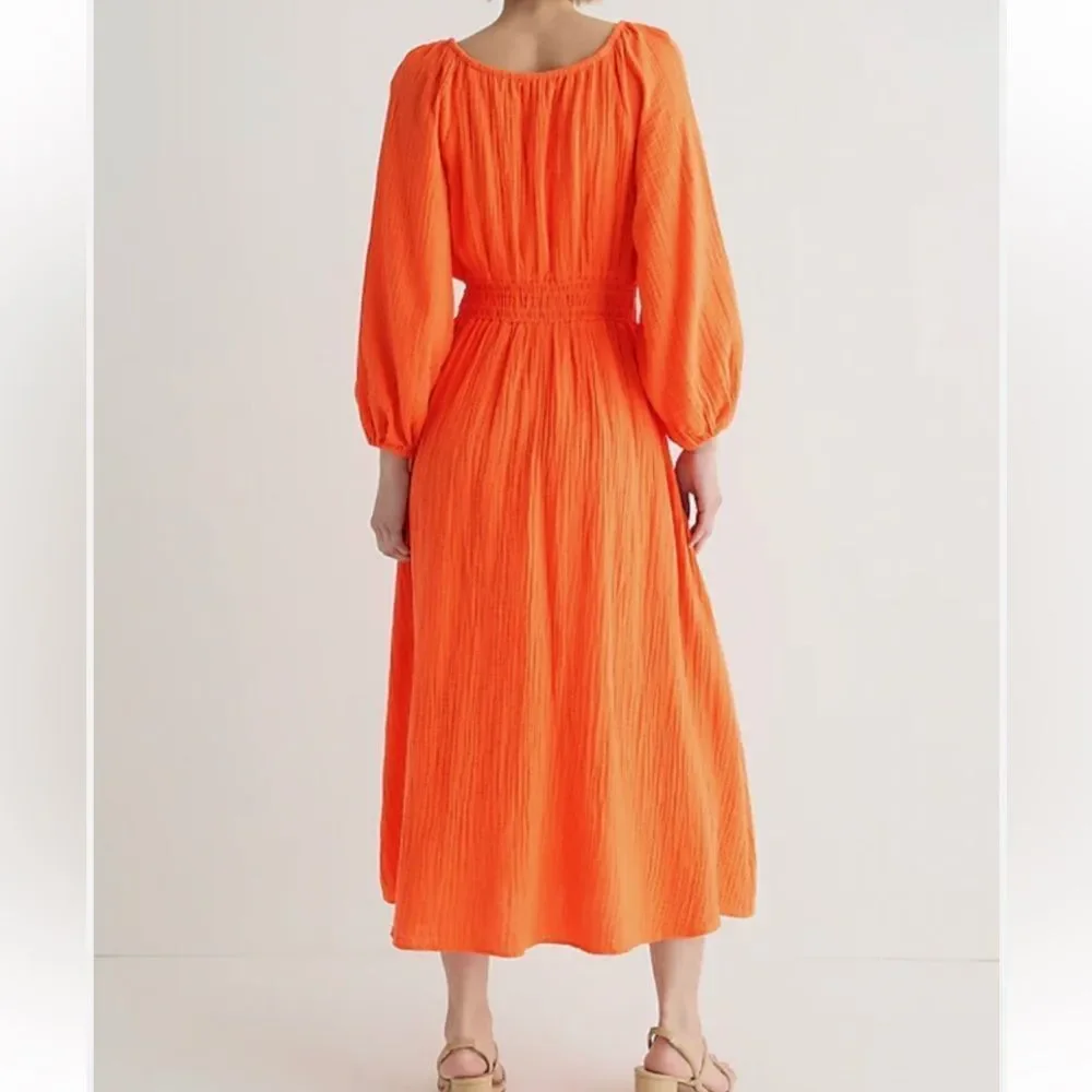 J.Crew Women's V-neck midi dress in soft gauze Fire Lily M